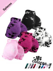 Shorts de yoga para mujer con tie-dye y cintura alta, pantalones deportivos con cintura alta elástica que realzan los glúteos, ajuste sin costuras y entallado para yoga y correr