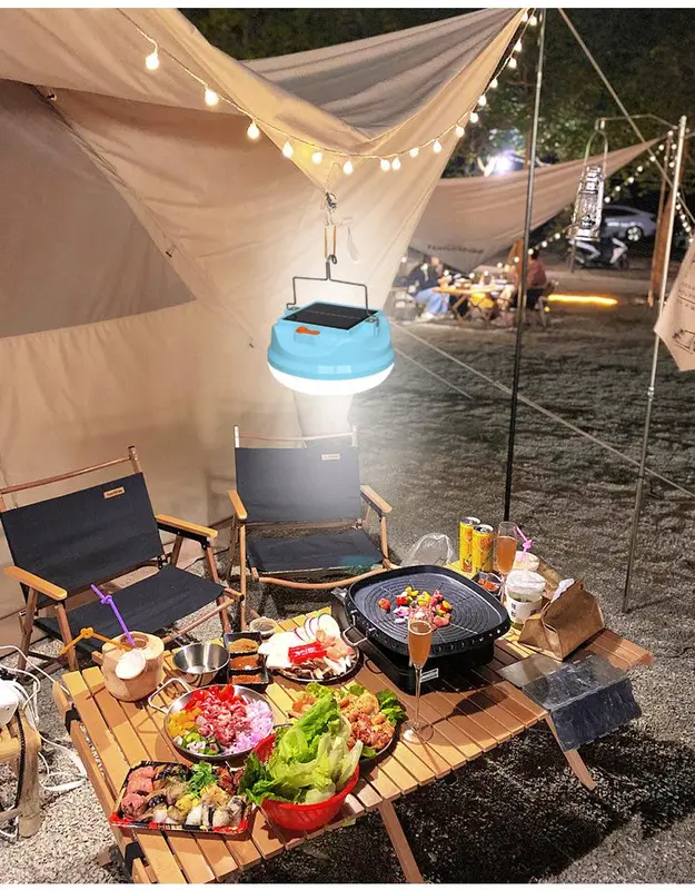 Lampu Emergency Ufo Gantung Solar Panel Camping Darurat Lampu Taman Lampu Belajar Lampu Multifungsi 600w lampu emergency tahan 24 jam IP67 Tahan Air lampu led tenaga surya outdoor Multi-fungsi lampu tenda camping Portabel lampu usb 1