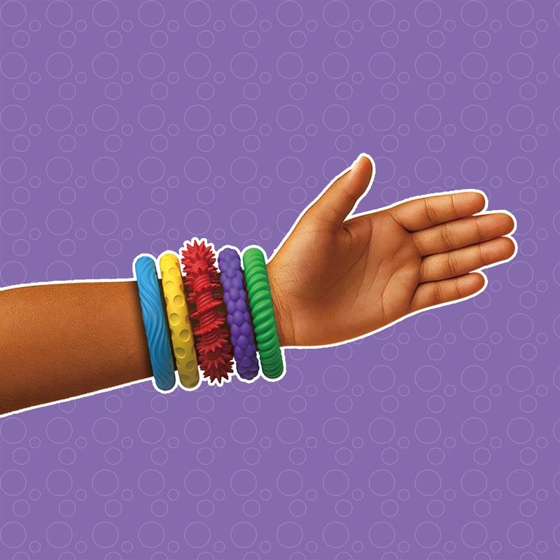Product Introduction of Silicone Texture Decompression Toy, 5 Counts/set Colorful Fidget Toys, Sensory Texture Bracelet, Stress Relief Toy for Kids & Adults 5