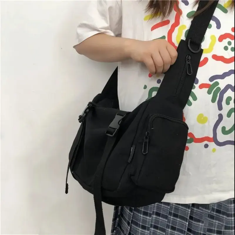 Túi Đeo Chéo, Chất Liệu Nylon, Màu Đen, Hàng Mới Về, Hình Vuông, Phong Cách Cổ Điển Có Khóa Kéo, Có Túi, Unisex, Thích Hợp Sử Dụng Hàng Ngày 0