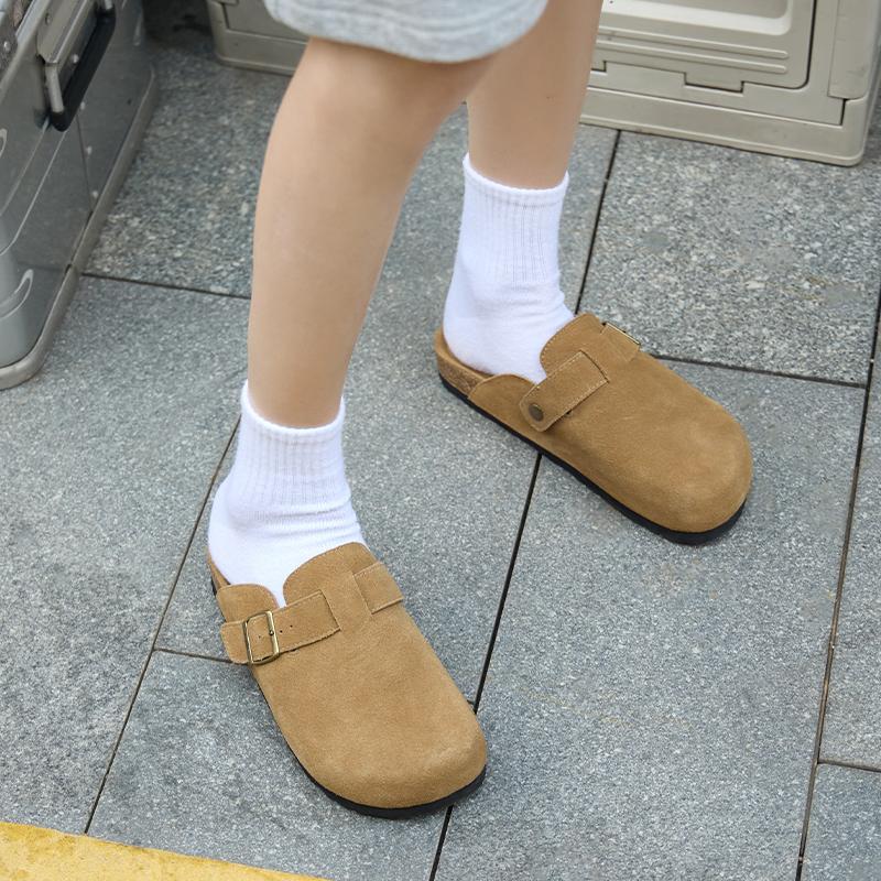 UTUNE Retro Lazy Suede Half Slippers Women's New Thick Bottom Belt Buckle Adjustable Shoes 7