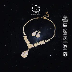 Aksesoris Set Elegan||Anting dan Kalung Sparkling Zircon Crystal | Perhiasan Tembaga Alloy AAKB0050