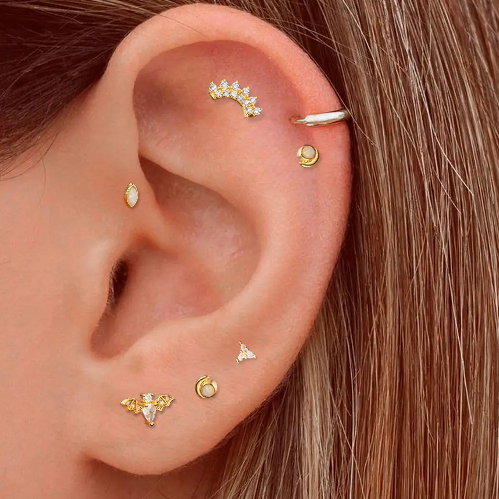 Mini Piercing Stud Earring For Women Helix Ear Cartilage Zircon Jewelry Gifts