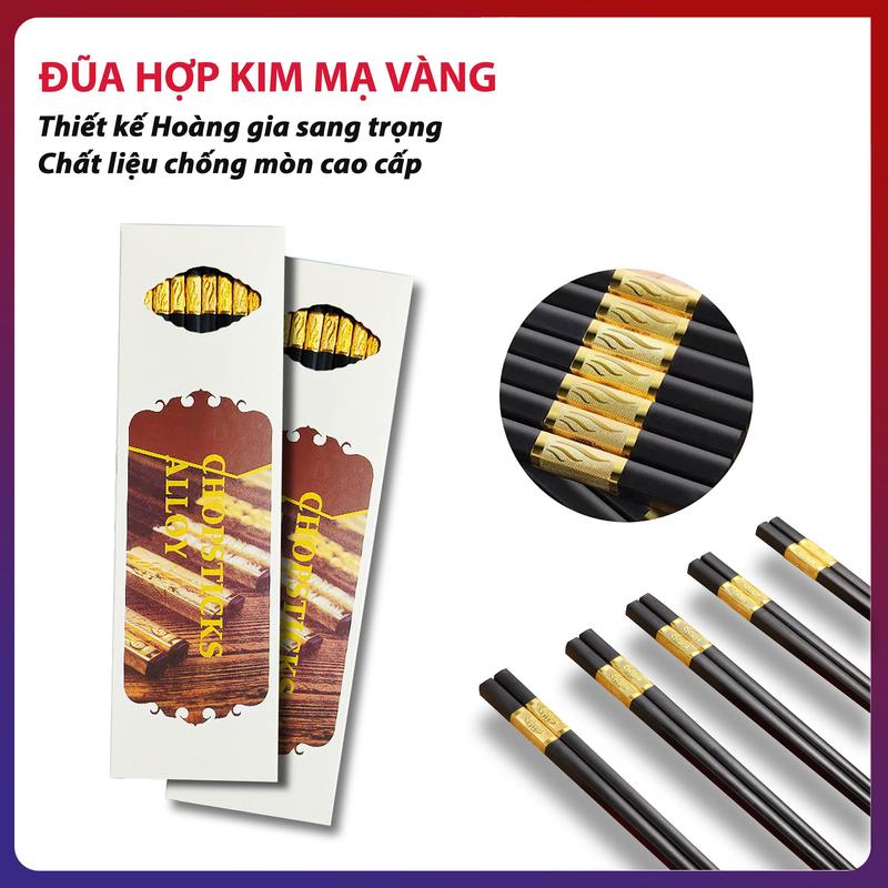 30 Đôi Đũa Kháng Khuẩn Mạ Vàng Phong 274cm Cách Hàn Quốc Nhựa Đen Chống Trơn Chống Mốc Chịu Nhiệt
