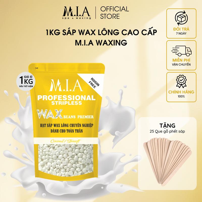 TẶNG QUE GỖ 1KG sáp wax lông nóng MIA WAXING cao cấp Coconut Hương Dừa wax toàn thân tay wax nách wax bikini