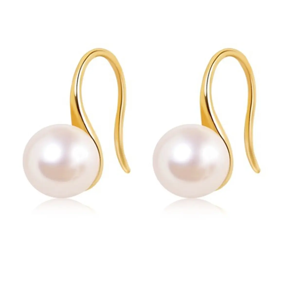 Bông Tai Ngọc Trai Giả Mạ Vàng Đồng Và 18K, 1 Đôi, Dành Cho Nữ, Phong Cách Thường Ngày Lớp Phủ Kim Loại