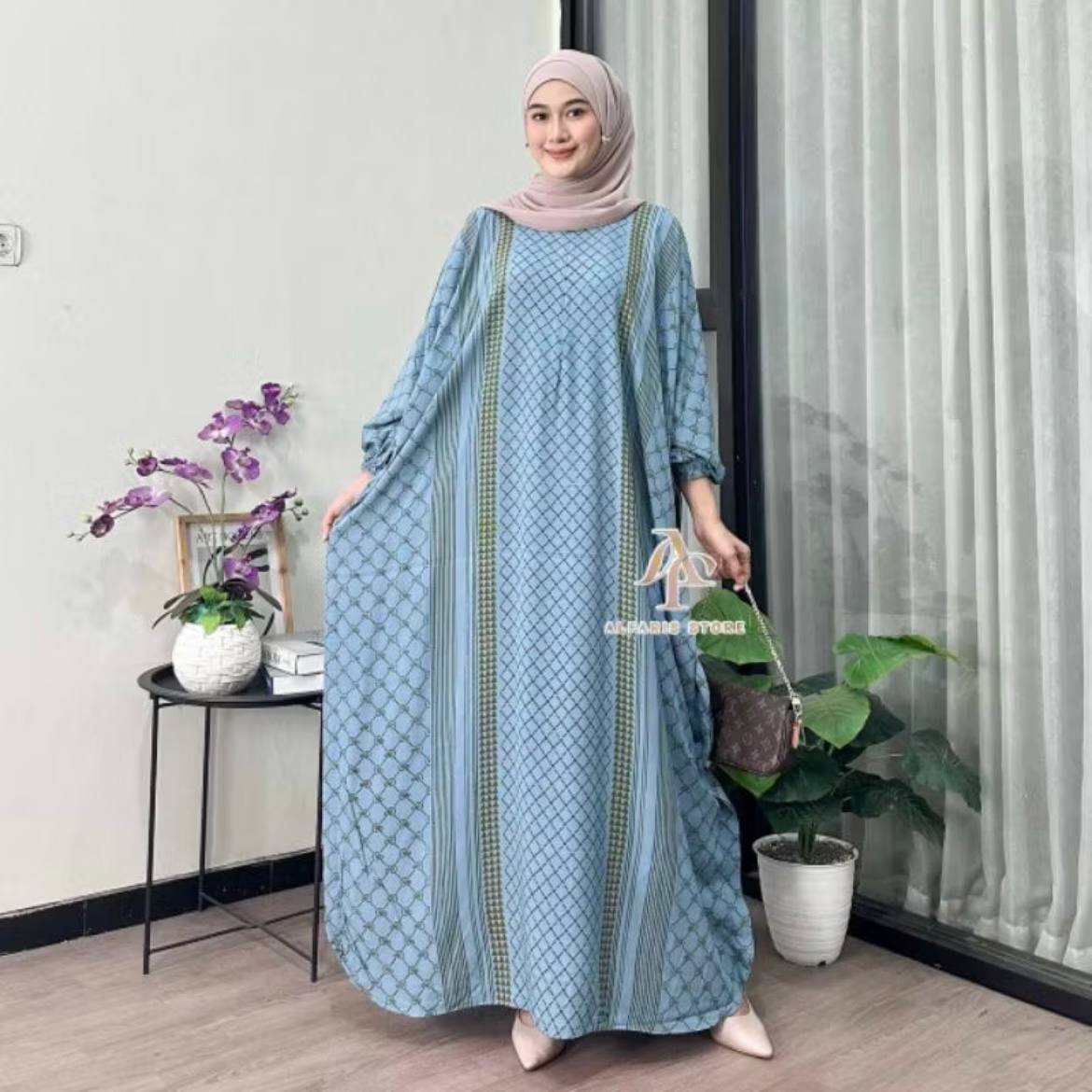 Kaftan Motif Khadijah Ld 180 cm Kaftan Panjang Muslim Wanita Nyaman