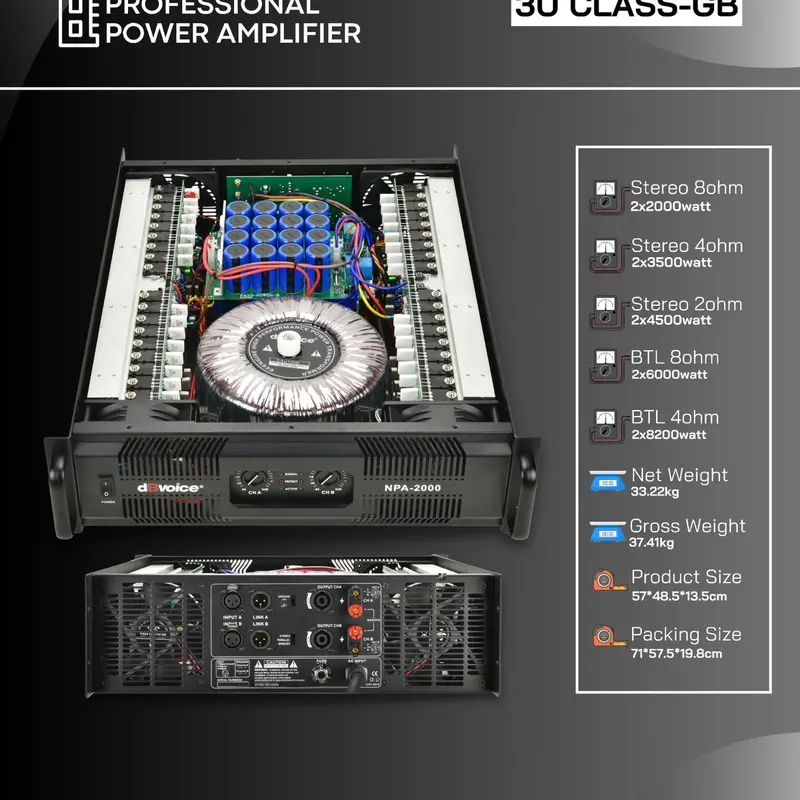 ￼power amplifier dbvoice firstclass npa 2000 original power 2 channel db voice NPA2000 class gb 3