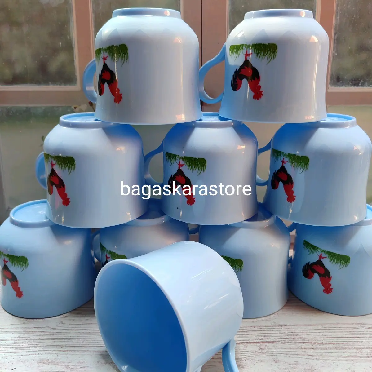 PAKET HEMAT 6-12 PCS CANGKIR GELAS KOPI PLASTIK GAMBAR AYAM-GELAS KOPI LATTE SUNRISE Coffee