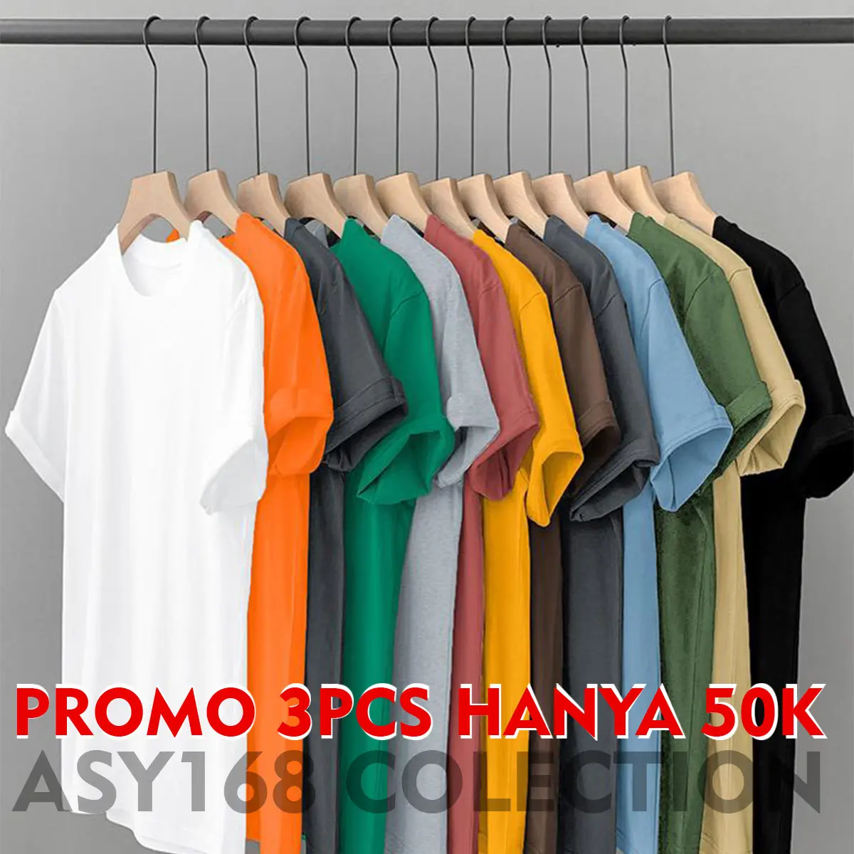 PROMO KAOS POLOS PREMIUM BAHAN SEMI KATUN 24S TEBEL 3PCS 60K