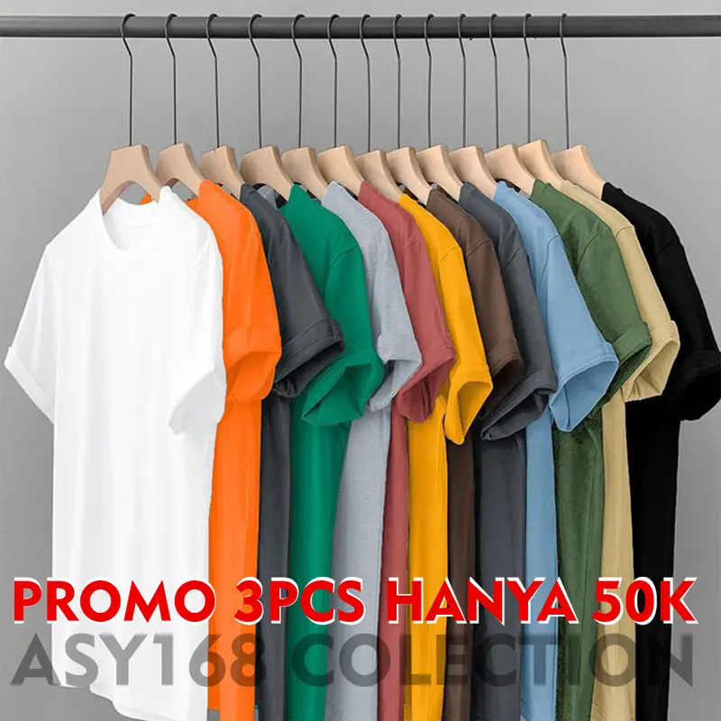 ASY PROMO KAOS POLOS PREMIUM BAHAN SEMI KATUN 24S TEBEL 3PCS 60K