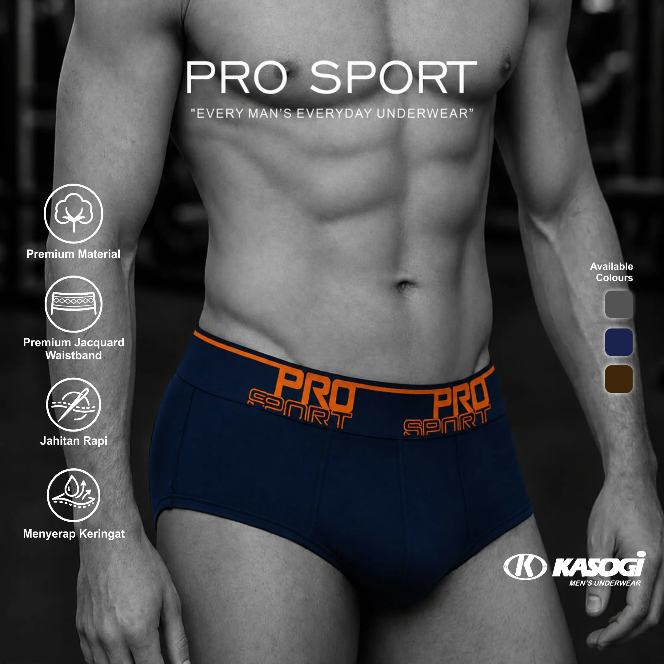 ( Beli 3 pcs Dapat 6 pcs ) KASOGI PRO SPORT Celana Dalam Pria Murah Cd Cowok Briefs Bahan Adem Lembut Breathable Antibakteri Karet Boxer Elastis