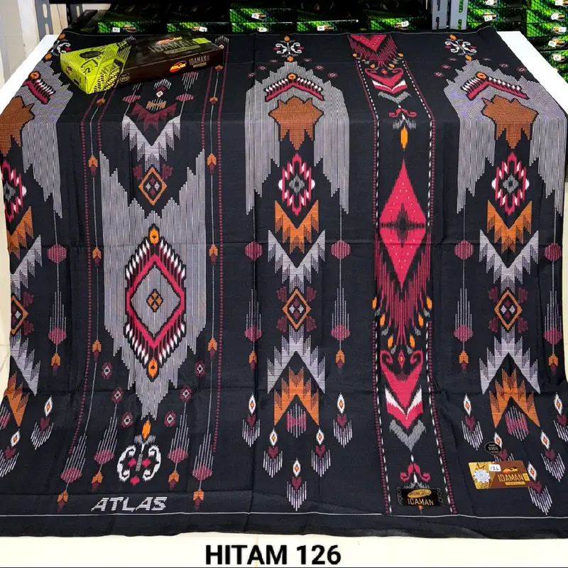 SARUNG ATLAS IDAMAN KEMBANG 555 MOTIF BHS SGE SGS SWL SJE Nyaman Gold Katun 4