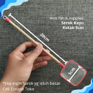 SEROK - Cupang Kutir Kayu Kotak Bulat 5cm EKONOMIS HARGA 1pcs Ikan Hias Kecil Jaring Saringan halus Serok Seser Saringan Jaring untuk Cupang Molly Guppy Ikan Hias & Artemia