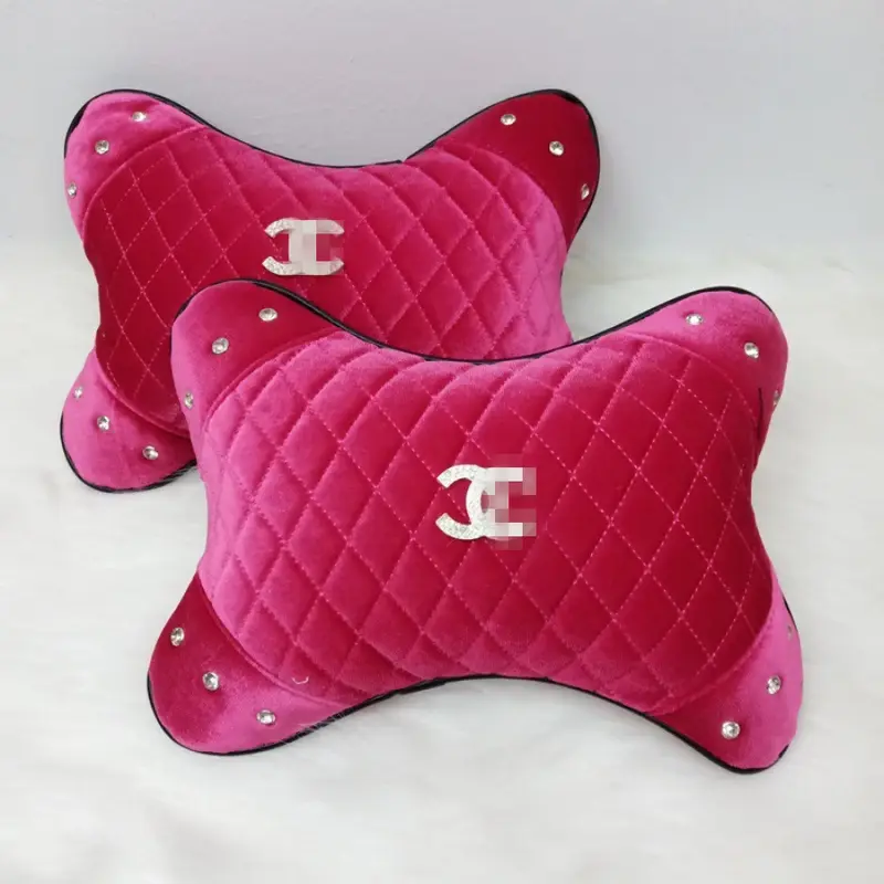Bantal Headrest Mobil Sandaran Jok Mobil Motif DAD Mahkota CROWN, CC, SWAN Bahan BLUDRU Premium 5