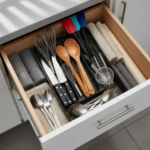 Hapimart Storage Utensil Laci Organizer Sendok Garpu Sekat Multifungsi Desain Minimalis