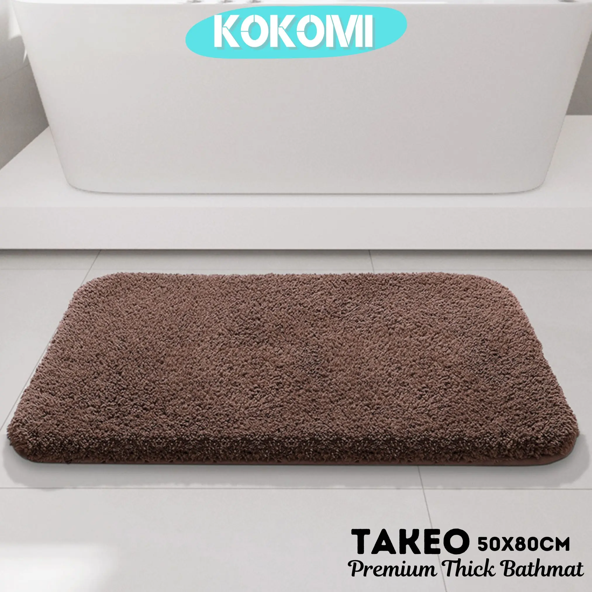 KOKOMI Keset Premium 50x80cm Takeo Bathmat Keset Kamar Mandi  Anti Slip Bulu Tebal Keset Bulu Besar Tebal
