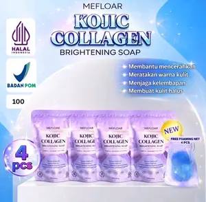 [4 PCS] Mefloar Sabun KOJIC Soap Collagen Original Mencerahkan Memutihkan Kulit Sabun Wajah dan Badan