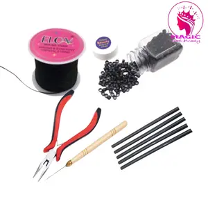 Elov Hair Extension Alat Sambung Rambut Ring Jumbo Drat Lainnya dengan Alat Pemotong dan Aksesori Hitam