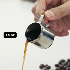 Gelas Milk Jug Kopi Espresso Latte Art Stainless Steel 1.5oz untuk Penggemar Kopi dan Latte Art