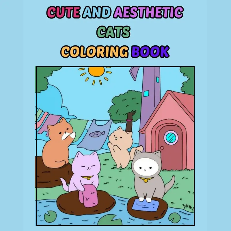 Buku Mewarnai CATS Coloring Book Aesthetic Cute dengan Kertas Tebal 200 GSM untuk Anak PAUD TK SD Remaja Dewasa 8