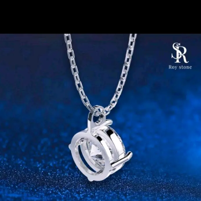 Roystone - Kalung Wanita Moissanite Sertifikat GGRA Original Lapis Emas - Classic Solitaire