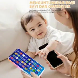 Mainan edukasi pintar layar sentuh telepon, khusus bayi dan balita, bahan aman tidak beracun nyaman dikunyah, dilengkapi cerita lagu, mainan belajar yang disukai anak-anak