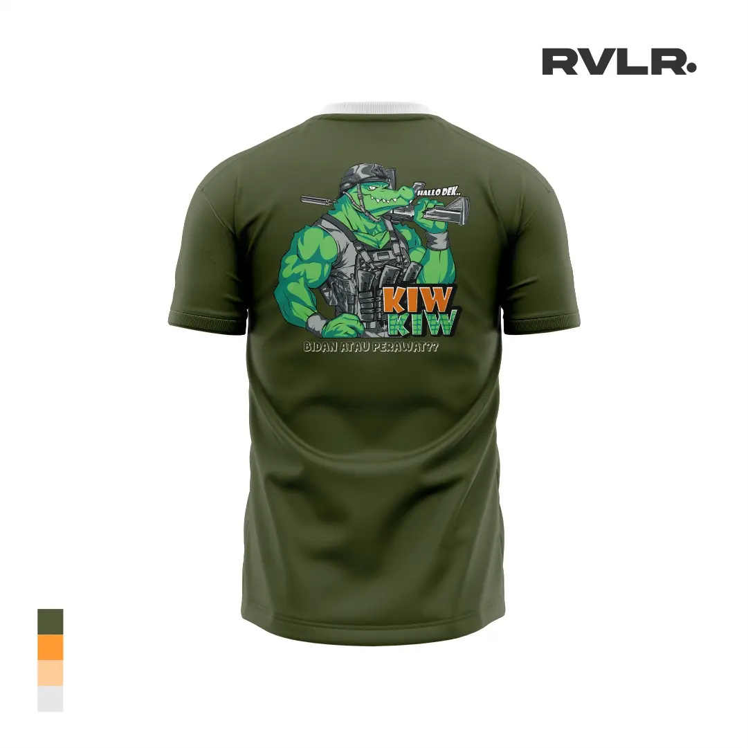 RVLR Official Kaos T-Shirt | HELLO DECK KIW KIW | Army | Cotton Combed 24s