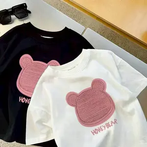 Kaos Anak Gambar LUCU MODEL Korea Style unisex baju anak Perempuan 100% Cotton combad fashion anak cewek Honey Bear