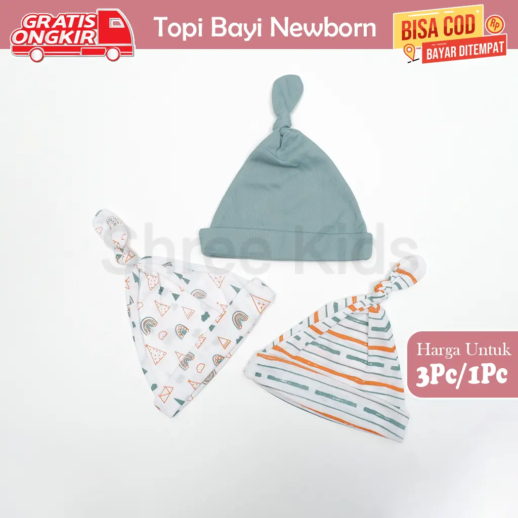 3pc/1pc Topi Bayi Newborn Sudah SNI SR 25
