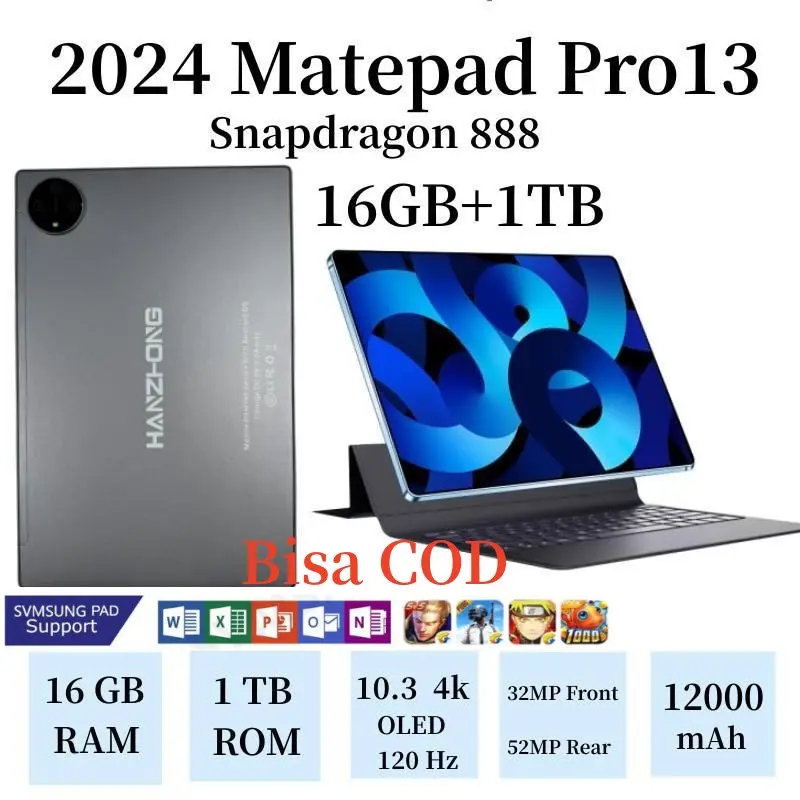 Han.Z MatePad H13 Pro 10.3" Tablet [16GB+1TB] | Pengalaman Pro Layaknya PC | 120Hz OLED Real Color FullView Display | Ultra-tipi