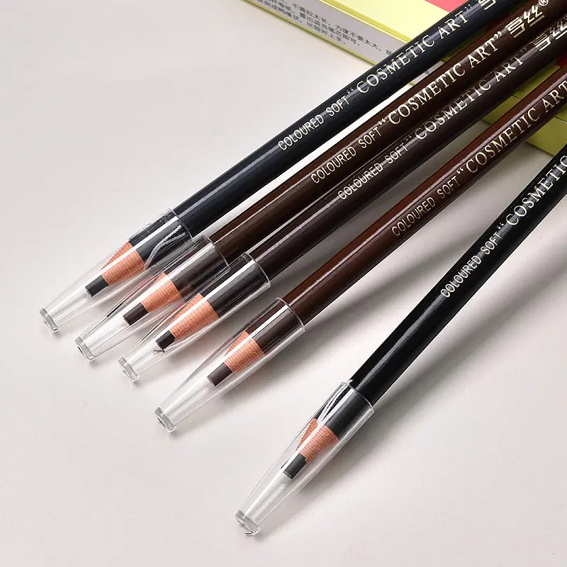 6 Colors Option Eyebrow Pencil Waterproof and Non-smudge Genuine Wood Hard Core Wholesale Wood Eyebrow Pencil Eyebrow Pen