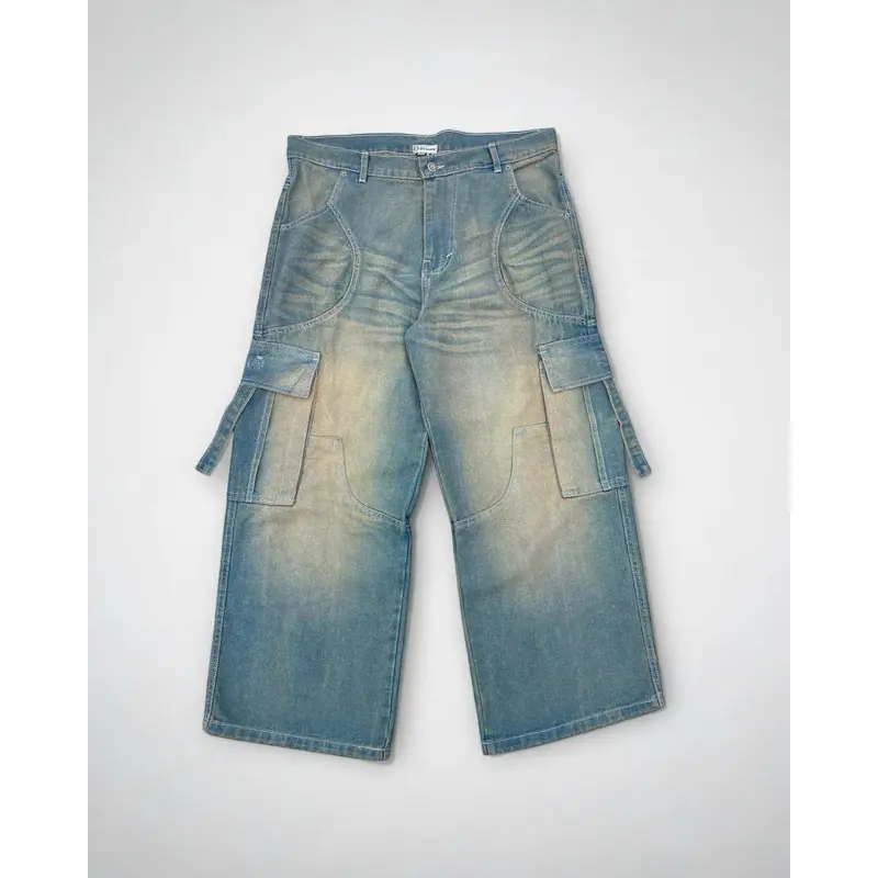Bawwa Santai | Celana CARGO Baggy Jeans | GREEN BLUE RETRO Wash fading | SAMBA Series | Celana Cargo Jeans Denim| Celana Gombrang | Cargo pants | Baggy pants | celana skena