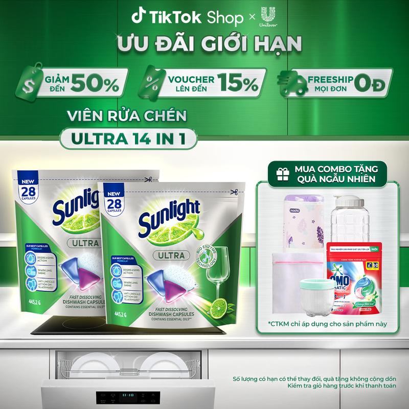 Comb 2 Túi Viên Rửa Chén Bát Sunlight 14 in 1 Dành Cho Máy Rửa Chén (28 Viên/Túi) [1]