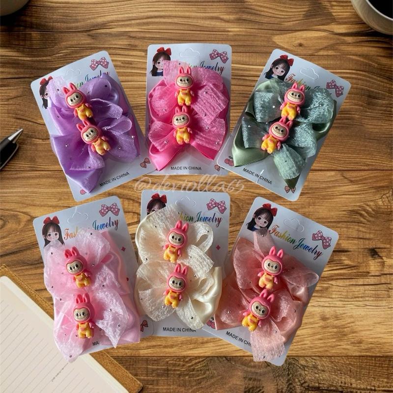 Set Isi 2 pcs Jepit Pita Rambut Sepasang Motif Labubu Sanrio /Jepitan Hair Clip Pin Aksesoris Rambut Anak 0
