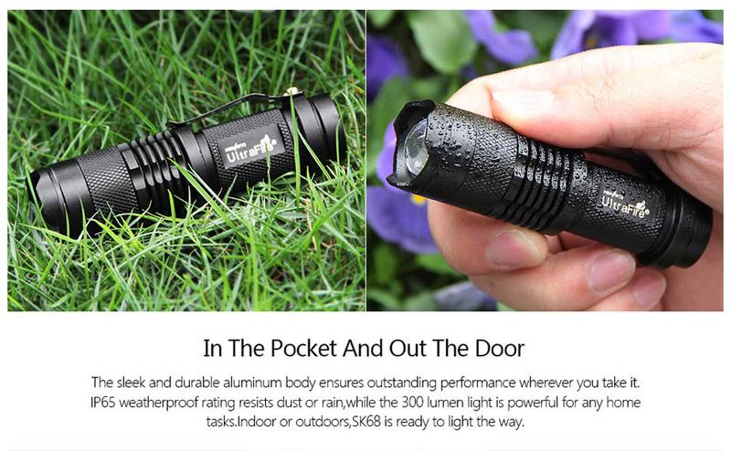 Product Introduction of UltraFire SK68 5-Pack Mini Tactical Flashlights, 3-Mode Adjustable Focus EDC Keychain Multifunctional Ultra Bright 300 Lumens Lighting Tool, Portable and Durable 3