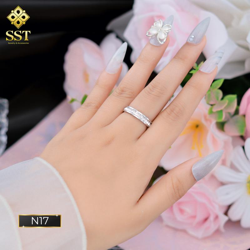  Nhẫn Titan SST Unisex Đính Đá full vòng sáng lấp lánh Không Đen Gỉ N17 