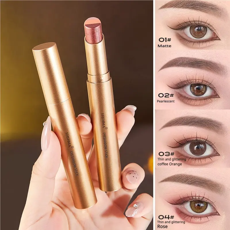 Phấn mắt dạng thỏi, Ba Màu, Hoàn Thiện Lì Không Thấm Nước, Bút Bắt Sáng, Trang Điểm Nhanh, Thích Hợp Cho Người Lười Biếng Trang điểm mắt, Bút chì kẻ mắt 2