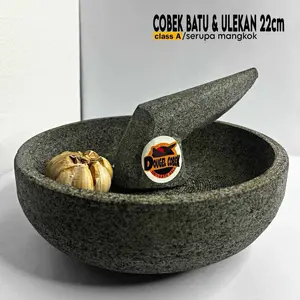 Cobek Batu Asli Class A 22cm Lebih Cekung & Kuat