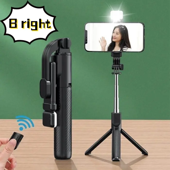 Bluetooh Tongkat Selfie stick R1 & R1S tongsis Lipat Mini 4in1 plus Remote Control Bluetooth Tripod & Blueetooth Tripod Lampu LED Flash R1S LED SELFIE STICK TONGSIS