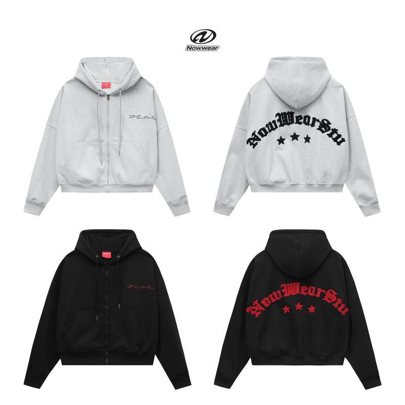    Không Xù Lông   Áo khoác form big boxy Nỉ Chân Cua dày 400gsm Thêu Xù NOWWEAR Ver 5 Hoodie Zip 