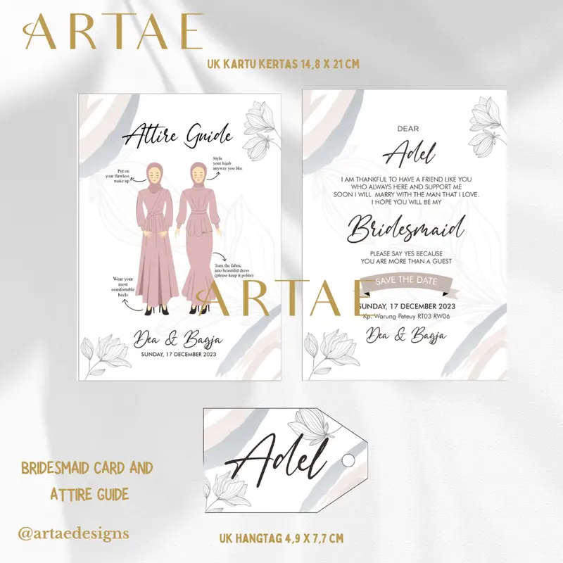 PART 2 Aesthetic Bridesmaid Card/Attire Guide/Hangtag (MINIMAL ORDER 8 PCS) 4