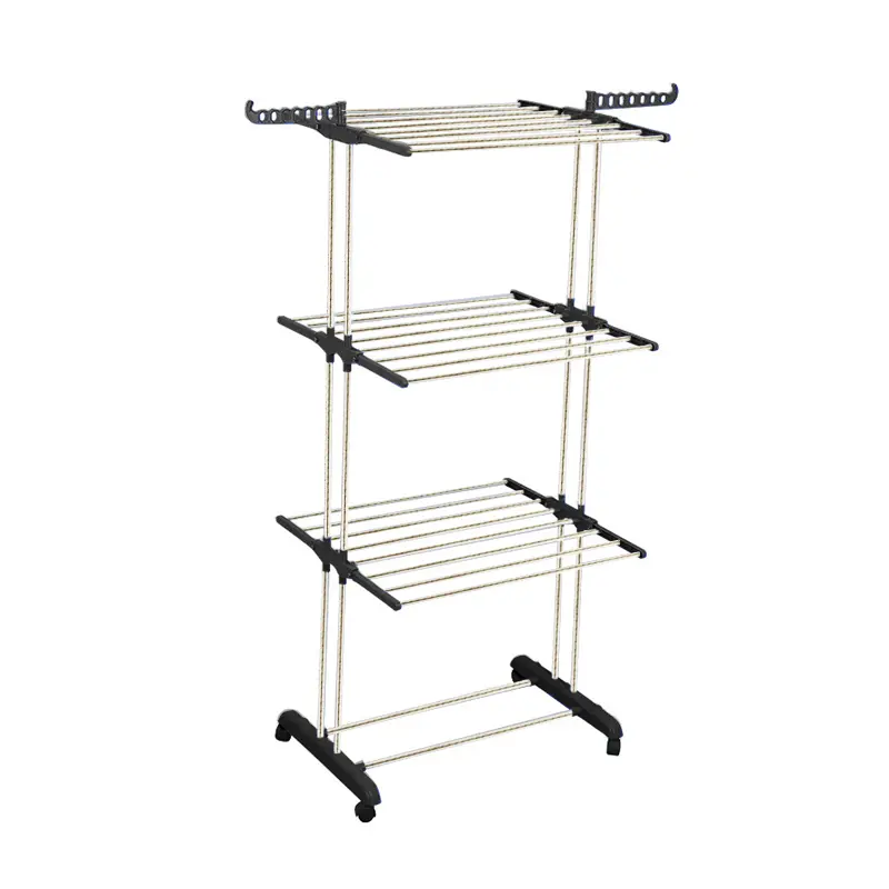 Barito Indo Stand Hanger 4 Susun Jemuran Baju Handuk Sepatu Plastik Serbaguna Rak Pakaian Pipa Stainless Steel Kokoh & Kuat Anti Karat 2 Buah Penyangga | B03A