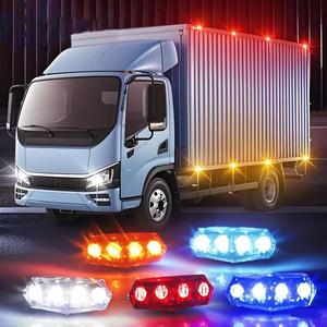 トラック用LED警告ライト4個セット、ソーラー充電式・振動感知機能搭載、衝突防止ストロボサイドマーカーライト、貼り付け簡単