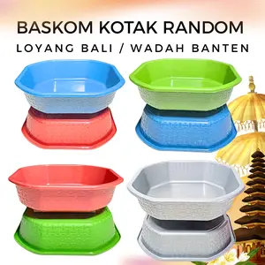 EXTRA HEMAT! 48 PCS BASKOM KECIL SEGI MOTIF BAMBU SERIES RANDOM - LOYANG BALI UK 17 - WADAH BANTEN PLASTIK -  SODAN BALI
