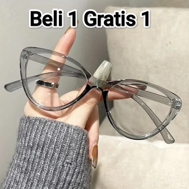 By Get Kacamata Korea Wanita Anti Radiasi Wanita Fashion Cat Eye Lensa Glasses Eyewear hitam doft Hitam kilap