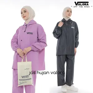 VALORA Jas Hujan SETELAN Pria Wanita Kain Tebal Elastis Anti Air