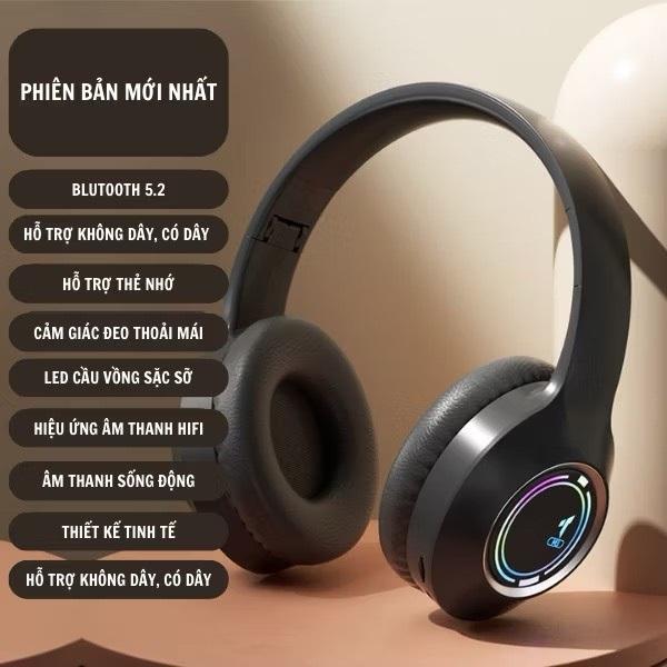  Tai Nghe V5 Chụp Tai Headphone Bluetooth Không Dây 5.3 Gaming Sạc Nhanh Chống Ồn Gấp Gọn Nghe Nhạc Siêu Hay 