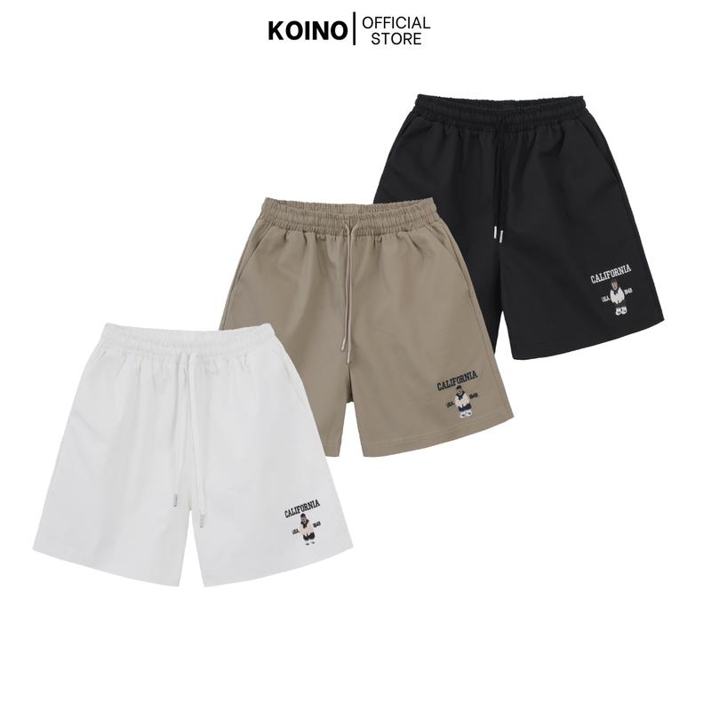  Quần Short kaki nam nữ Koino  thêu gấu USA ,vải kaki mềm ,lưng chun 
