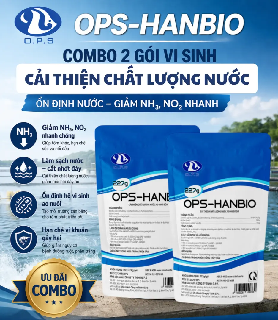 [ 1 GÓI - COMBO TIẾT KIỆM 2 GÓI ] OPS HAN BIO 227 Gram  - Cải Thiện Chất Lượng Nước Ao Nuôi Tôm.